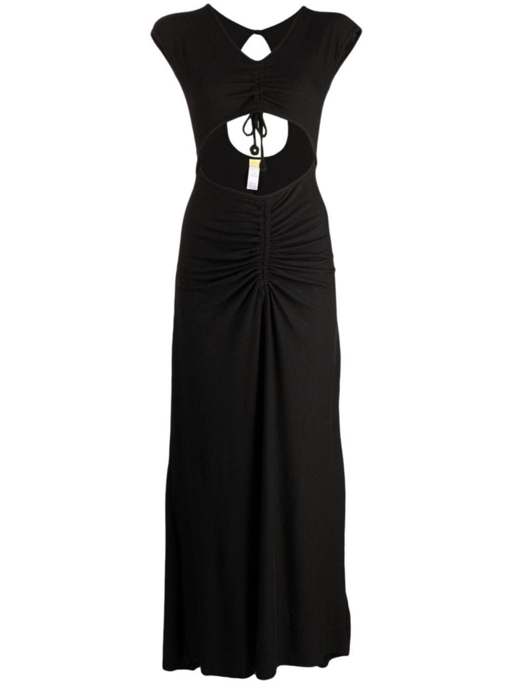 Agua Bendita Ailana Vita Black ribbed Tie-Back cutout Maxi Dress - Picture 9 of 10
